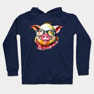 Funny pig with glasses Hoodie
